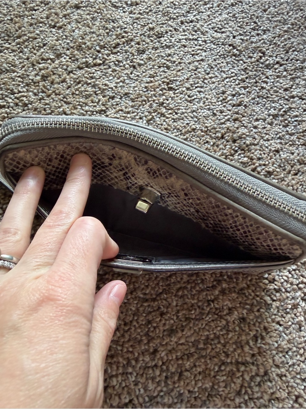 COACH Snakeskin Python Embossed Turnlock Zip Around Wallet - Picture 12 of 12